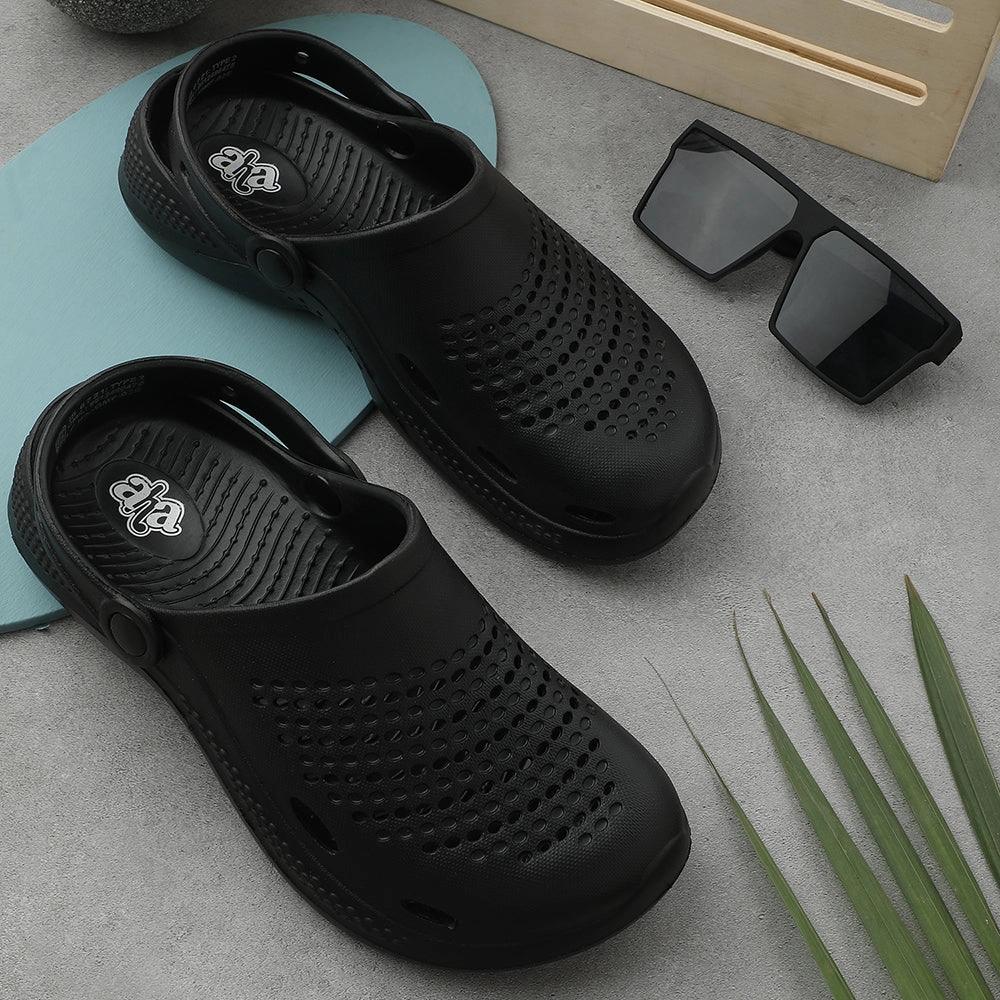 Sandals For Hiking And Water A-HA Black Slingback Clogs For Men GMF-02E By Liberty