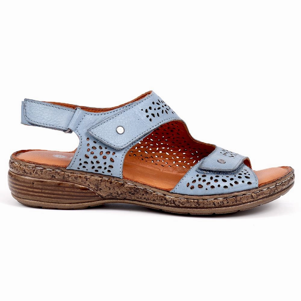 Adjustable Touch Fasten Sandals  - DRTMA39009 / 325 699 - Denim Wedding Flats And Sandals