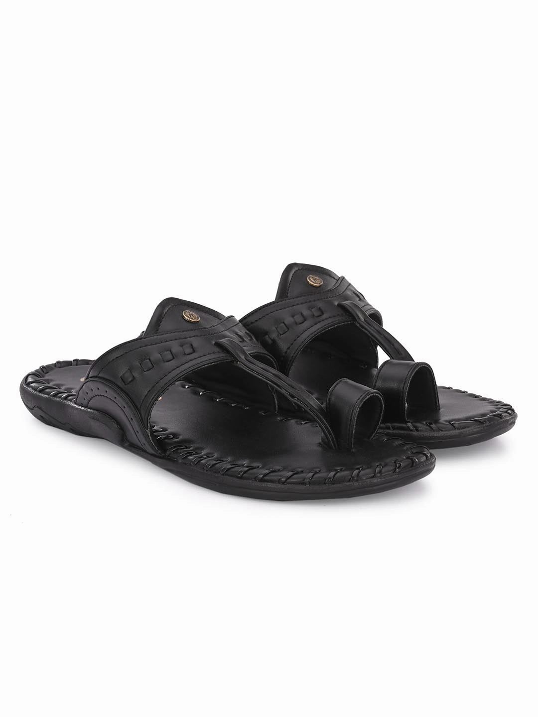 Tall Wedge Flip Flops Alberto Torresi Men's Black Kolhapuri Thong Slipper