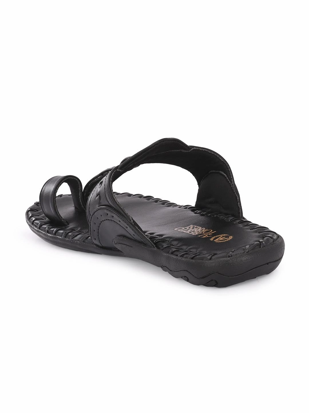 Alberto Torresi Men's Black Kolhapuri Thong Slipper Microfiber Flip Flops
