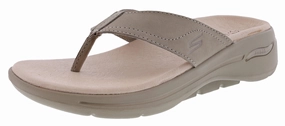 Skechers Women's Go Walk Arch Fit Five Stars Slip On Sandals Flip Flops In Airport