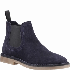 Low Heeled Lug Sole Ankle Boots Navy Shaun Suede Chelsea Boots