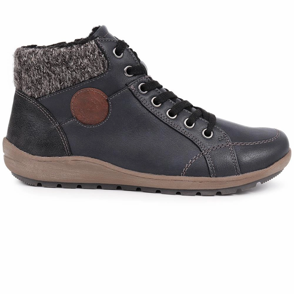 Cheap Suede Ankle Boots Lace-Up Ankle Boots  - SUPRE40003 / 326 257 - Navy