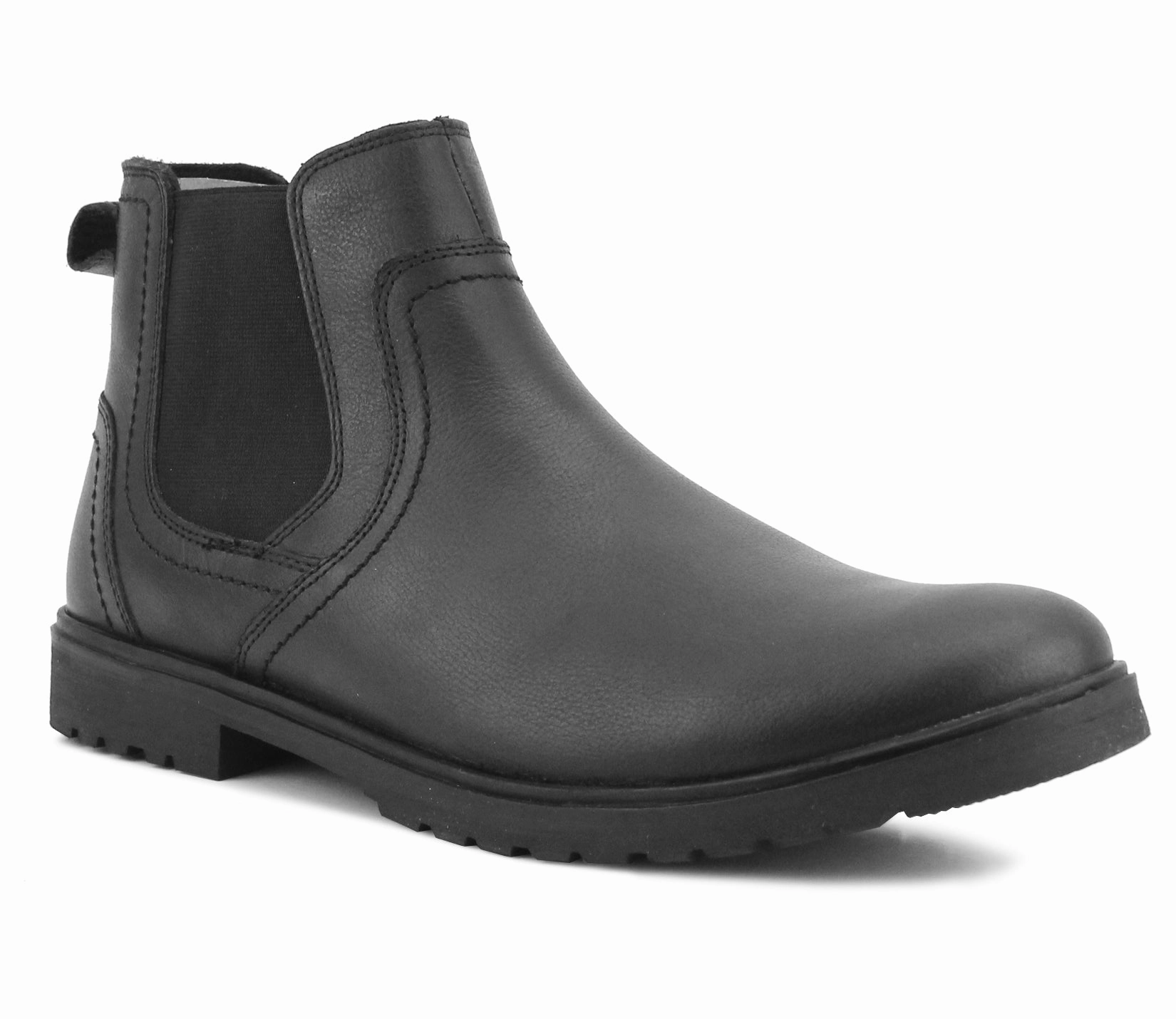 Green Chunky Ankle Boots BECK Mens Genuine Leather Chelsea Boots in Black