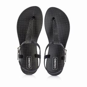 Coloko Amaryllis Black Glitter Glamorous Sparkly T-bar Flip Flops Dirty Feet Flip Flops