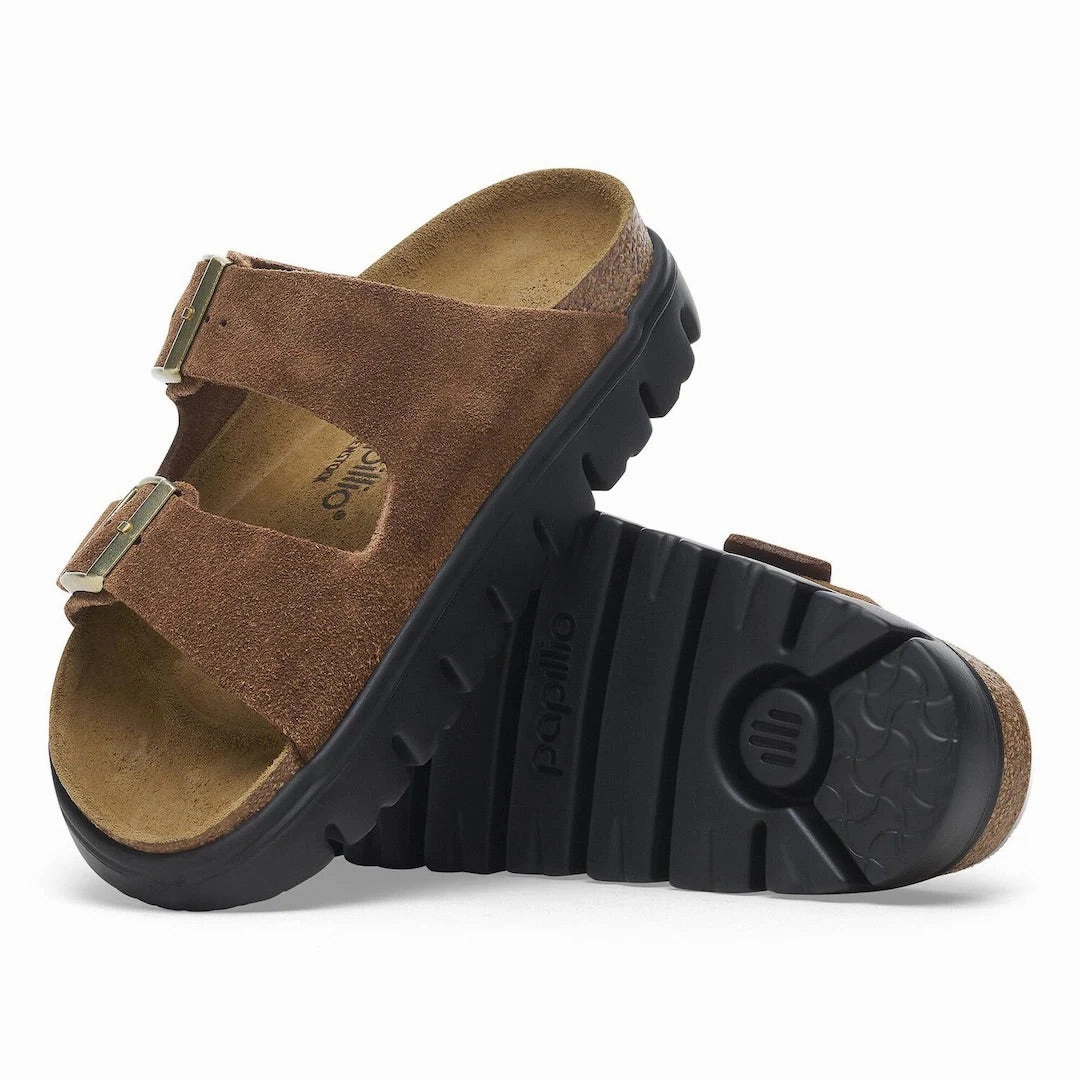 Leather Clogs With Studs Arizona Chunky - Suede Dark Tea