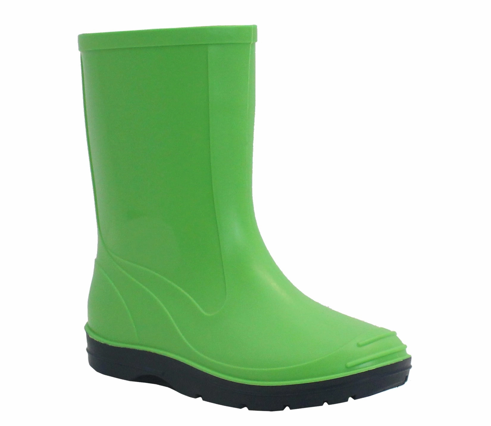 B113571 Boys Kids Mid Calf PVC Wellingtons in Green & Navy Trail Shoes