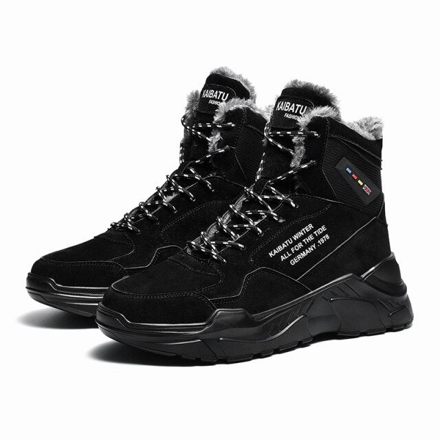 Winter New Keep Warm Men Sneakers Latest High Top Running Shoes Leather Men Lightweight Gym Running Shoes Tourism Walking Shoes