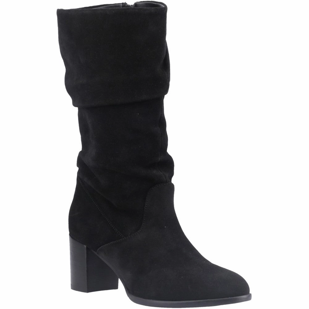 Morgin Knee High Dress Boots Black Suede Cosima Ruched Suded Boots