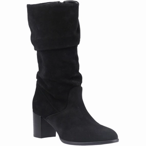 Black Suede Cosima Ruched Suded Boots 6 Inch Knee High Boots