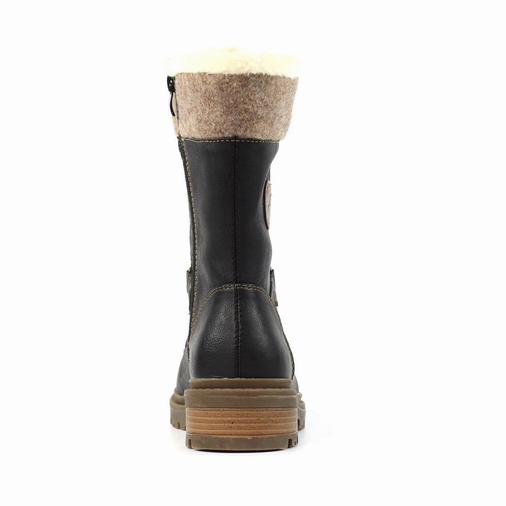 Lunar GLH006 Cambridge Ladies Black Waterproof Zip & Lace Mid-Calf Boots Barbour Nimbus Rain Boots