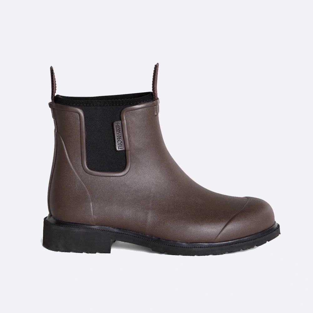 Bobbi Wellington Boot // Chocolate & Black Droplet Rain Boot