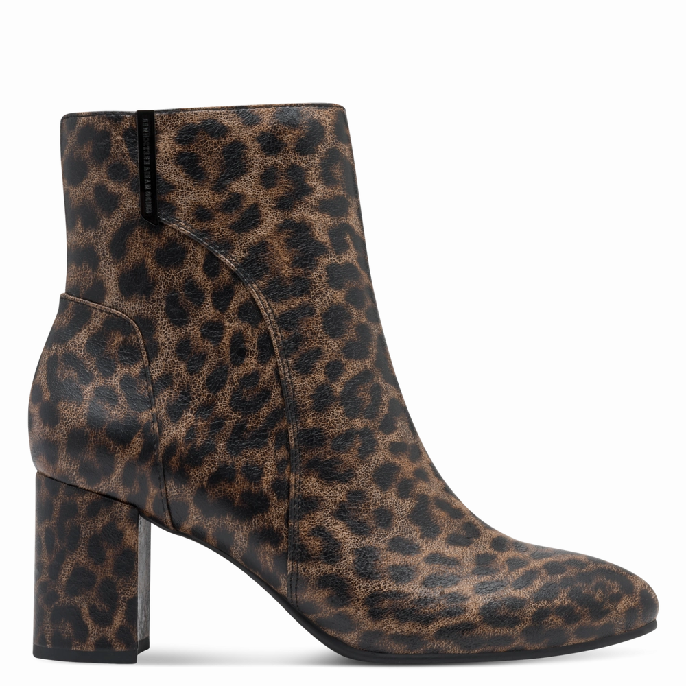 Peep Toe Sock Ankle Boots Marco Tozzi Womens Boot 2-85302-43 970 Leo Brown