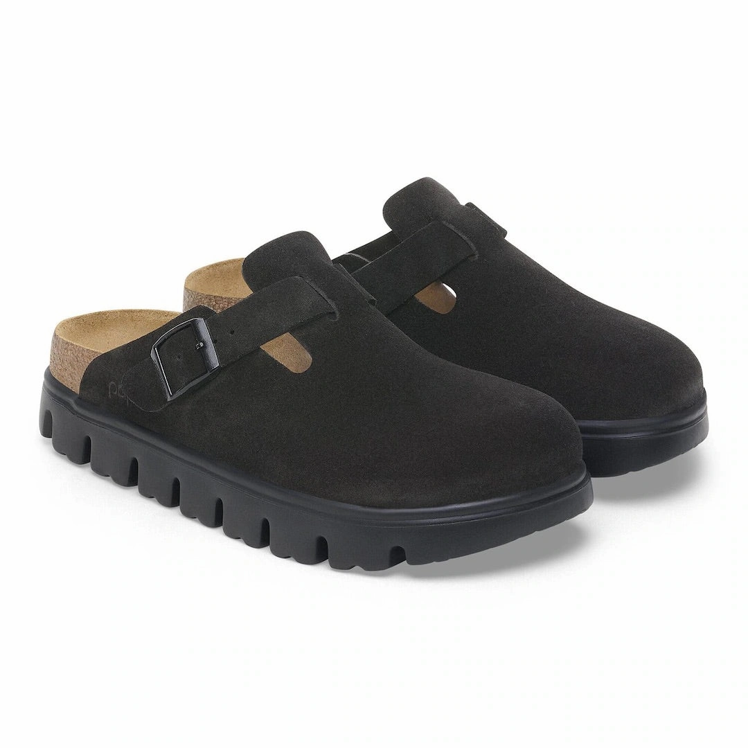 Boston Chunky - Suede Black Clogs Portland