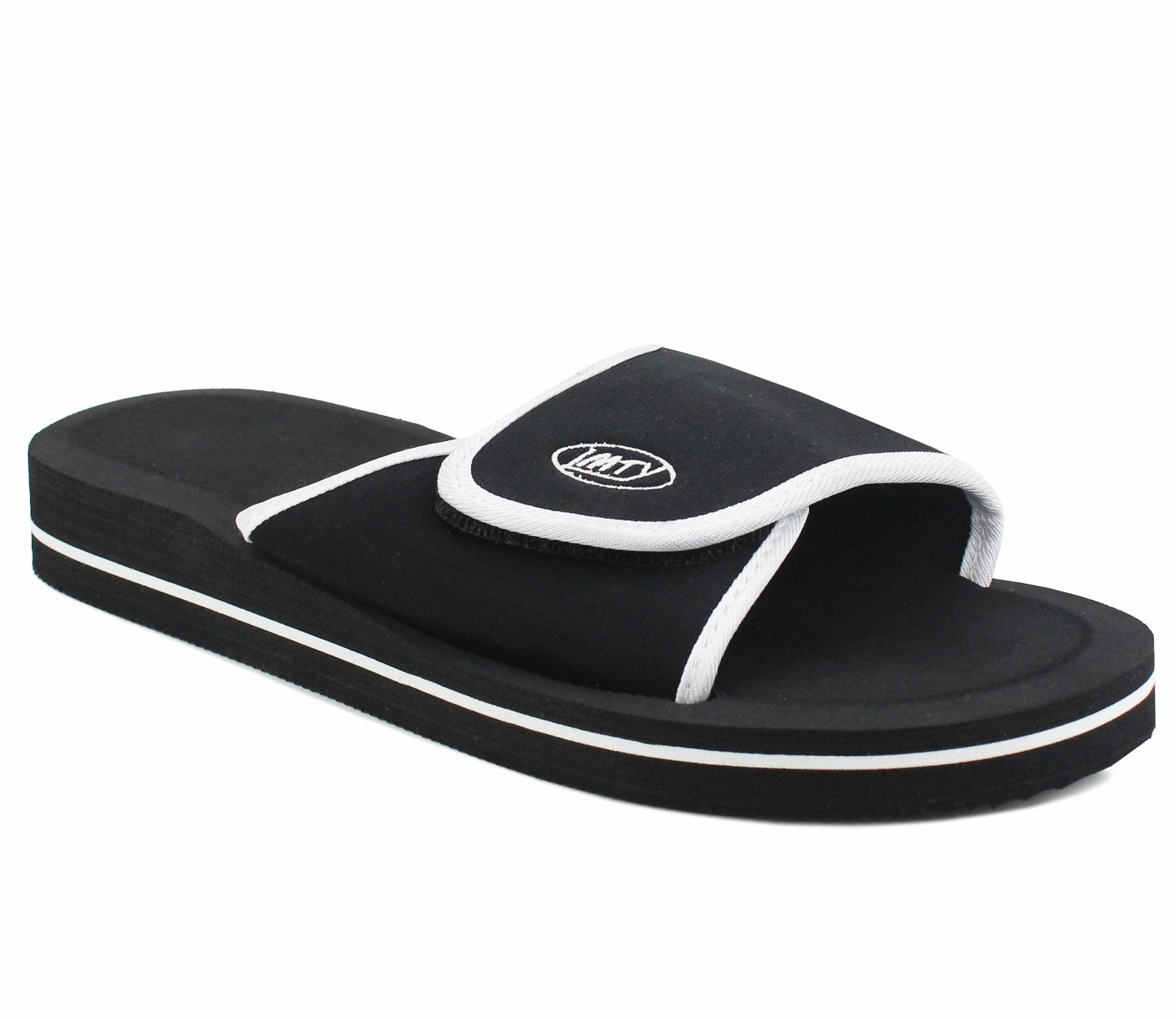 Flip Flops For Daily Wear BRADFIELD Mens Touch Fasten EVA Sliders in Black