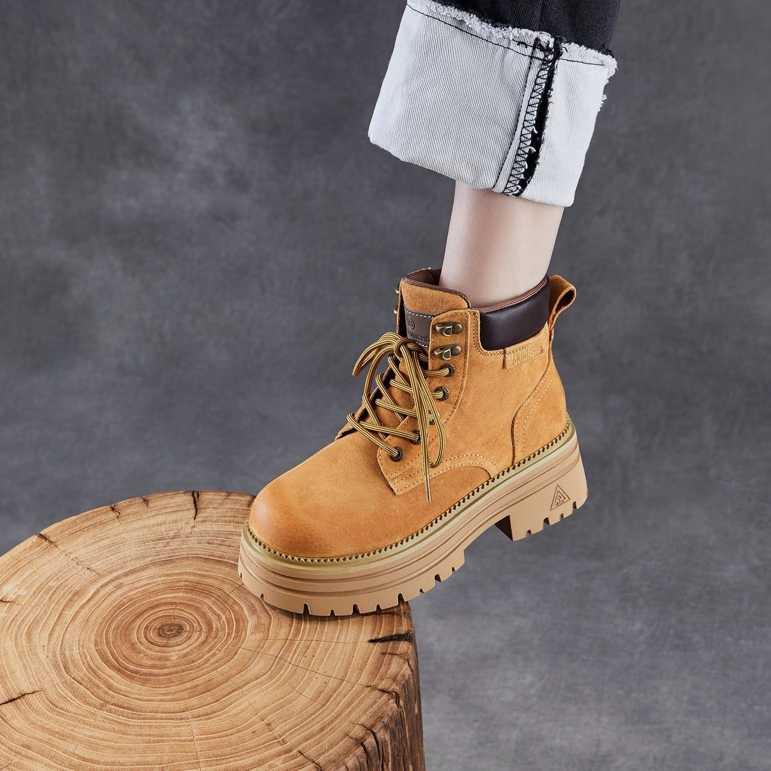 Ankle Duck Boots Women's Cowhide Fashion Ankle Motorcycle Boots