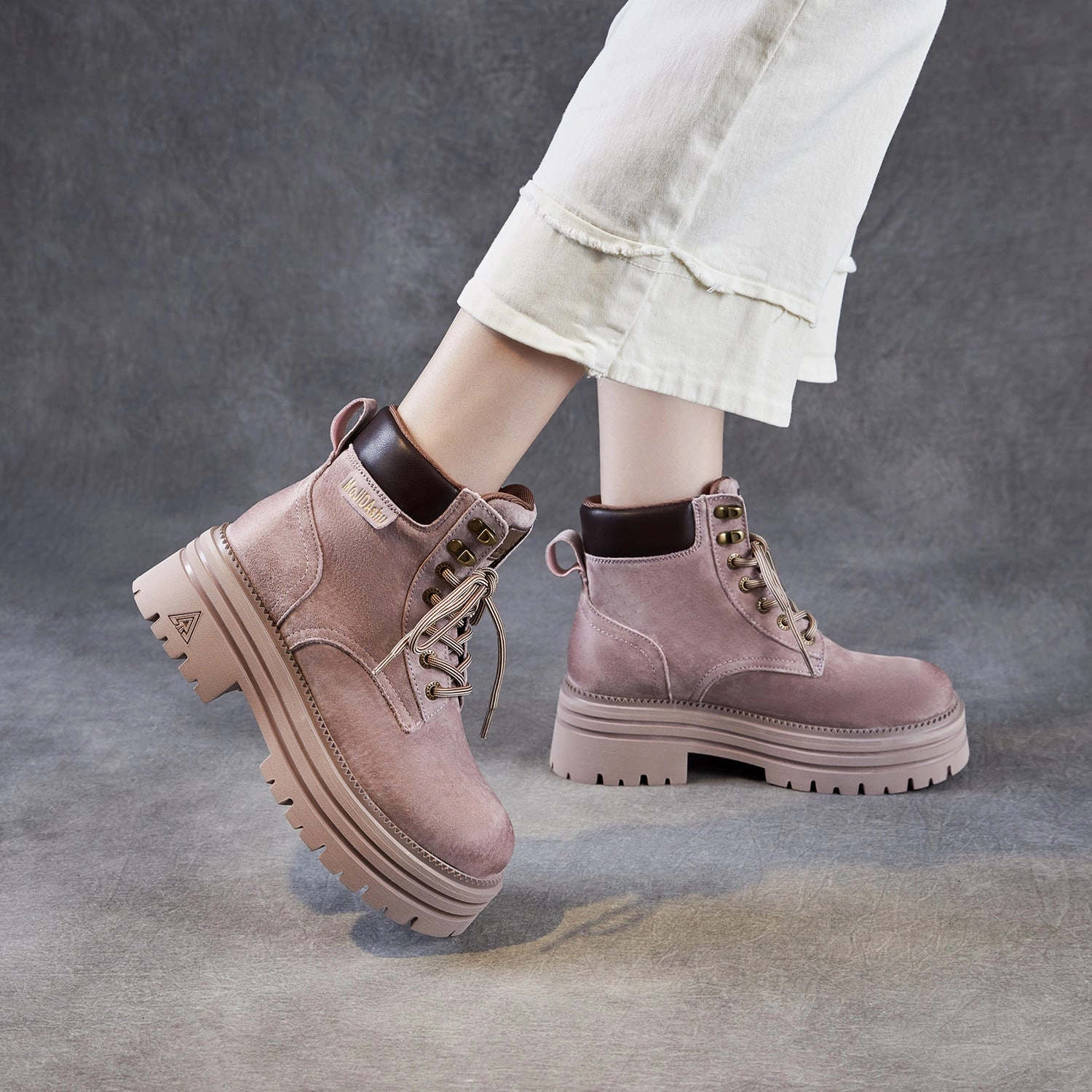 Women's Cowhide Fashion Ankle Motorcycle Boots Transparent Ankle Boots