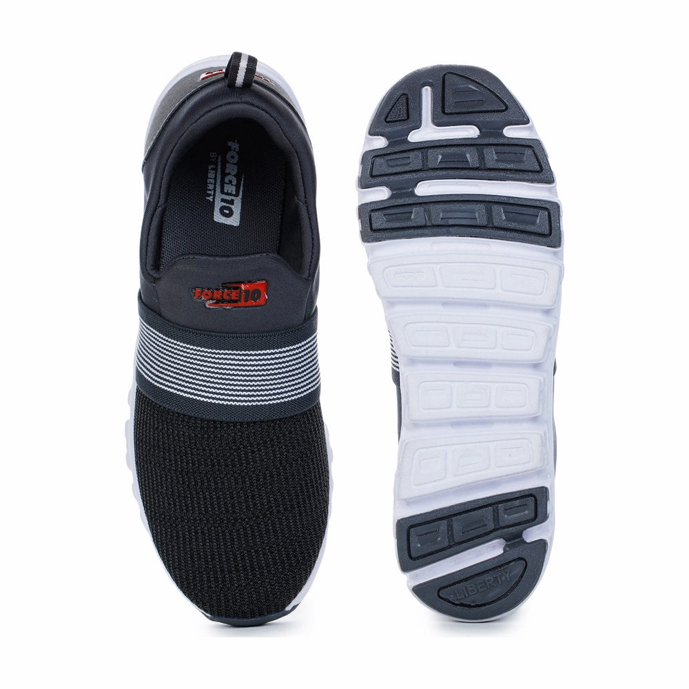 Force 10 Sports D. Grey Slip-on Walking Shoes For Men FLEXPRO-15 By Liberty With Good Arch Support Best Waterproof Walking