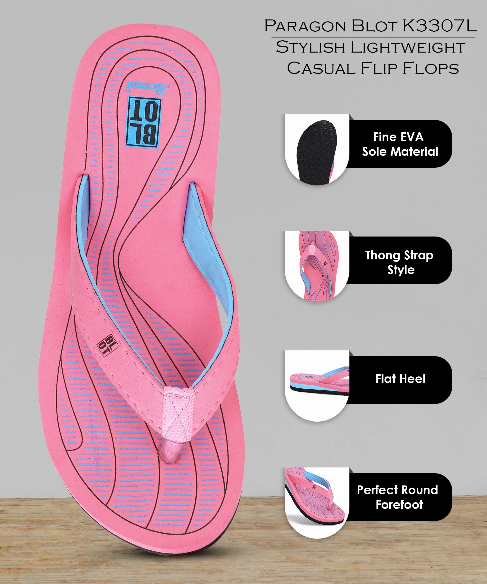 Paragon Blot K3307L Women Slippers | Lightweight Flipflops for Indoor & Outdoor | Casual & Comfortable | For Everyday Use Aerothotic Original Orthotic Comfort Flip Flops