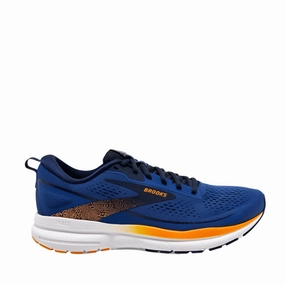 Brooks Trace 3 Men's Running Shoes SS24 Blue/Peacoat/Orange Training Shoes Flat Sole