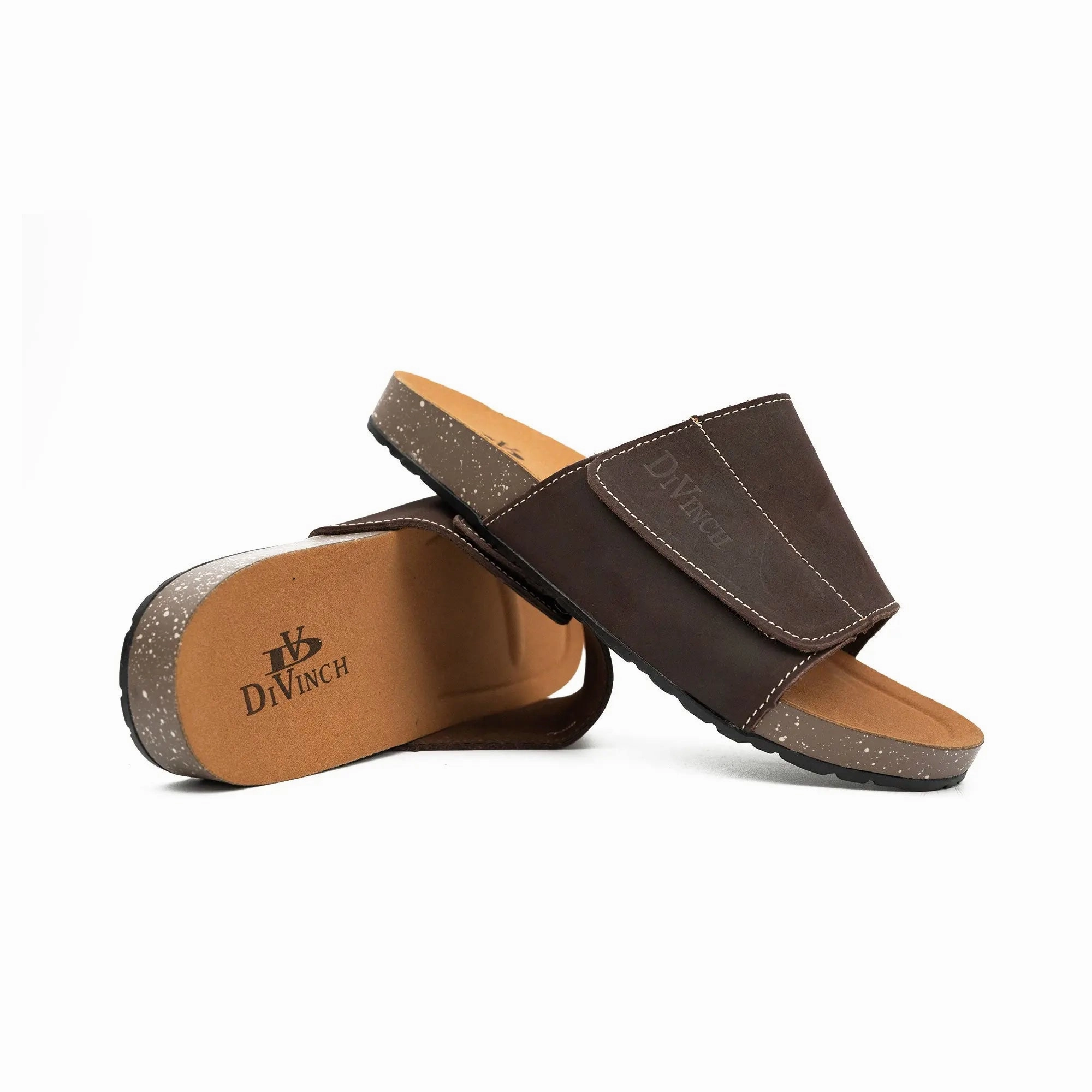 Handcrafted Footwear Sandals Brown Single - Strap Slide Sandals