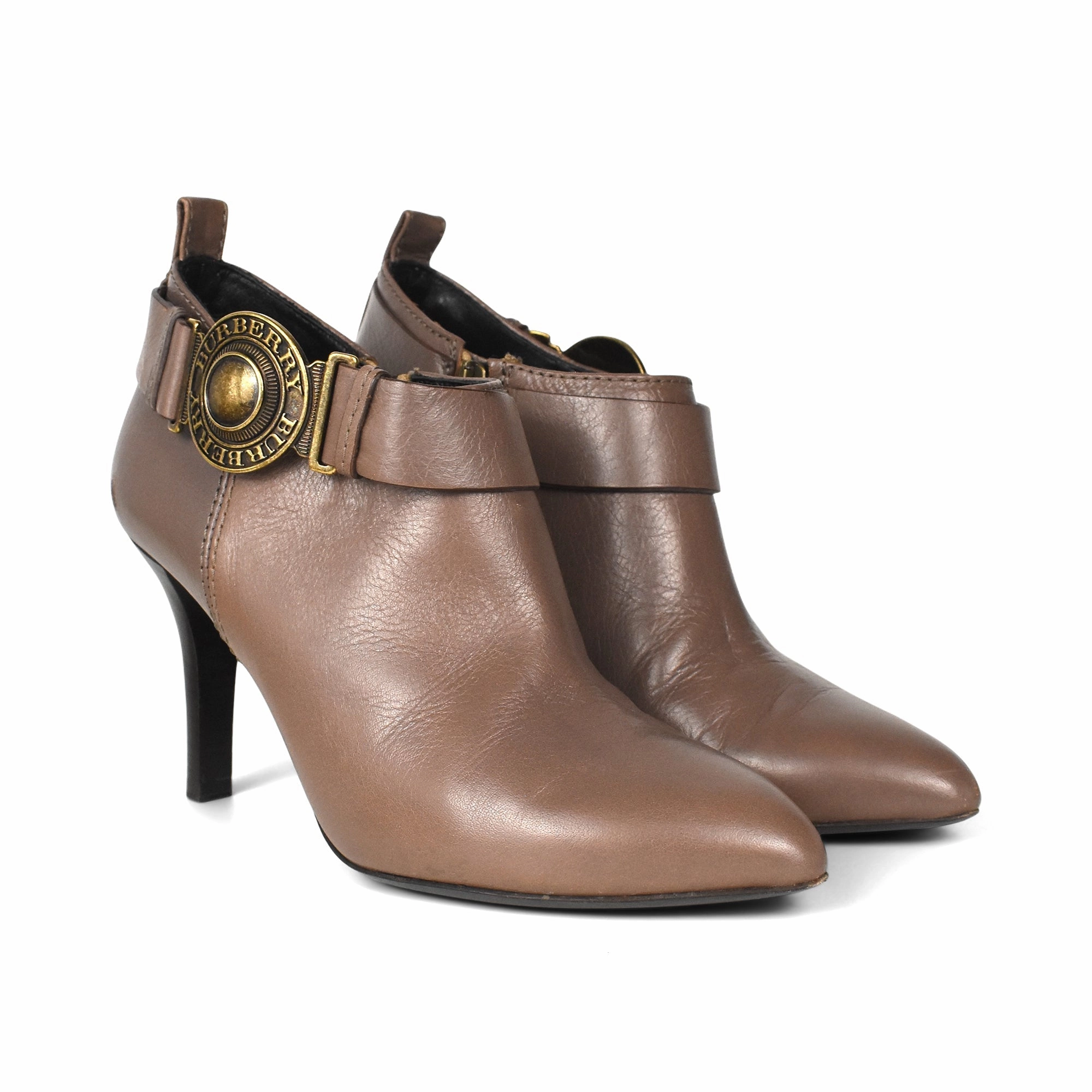 Leather Ankle Boots Pointed Toe Burberry 'Medallion' Ankle Boots - Women's 36