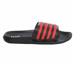 C70 Boys Kids Lightweight Pool Sliders in Black & Red Football Flip Flops