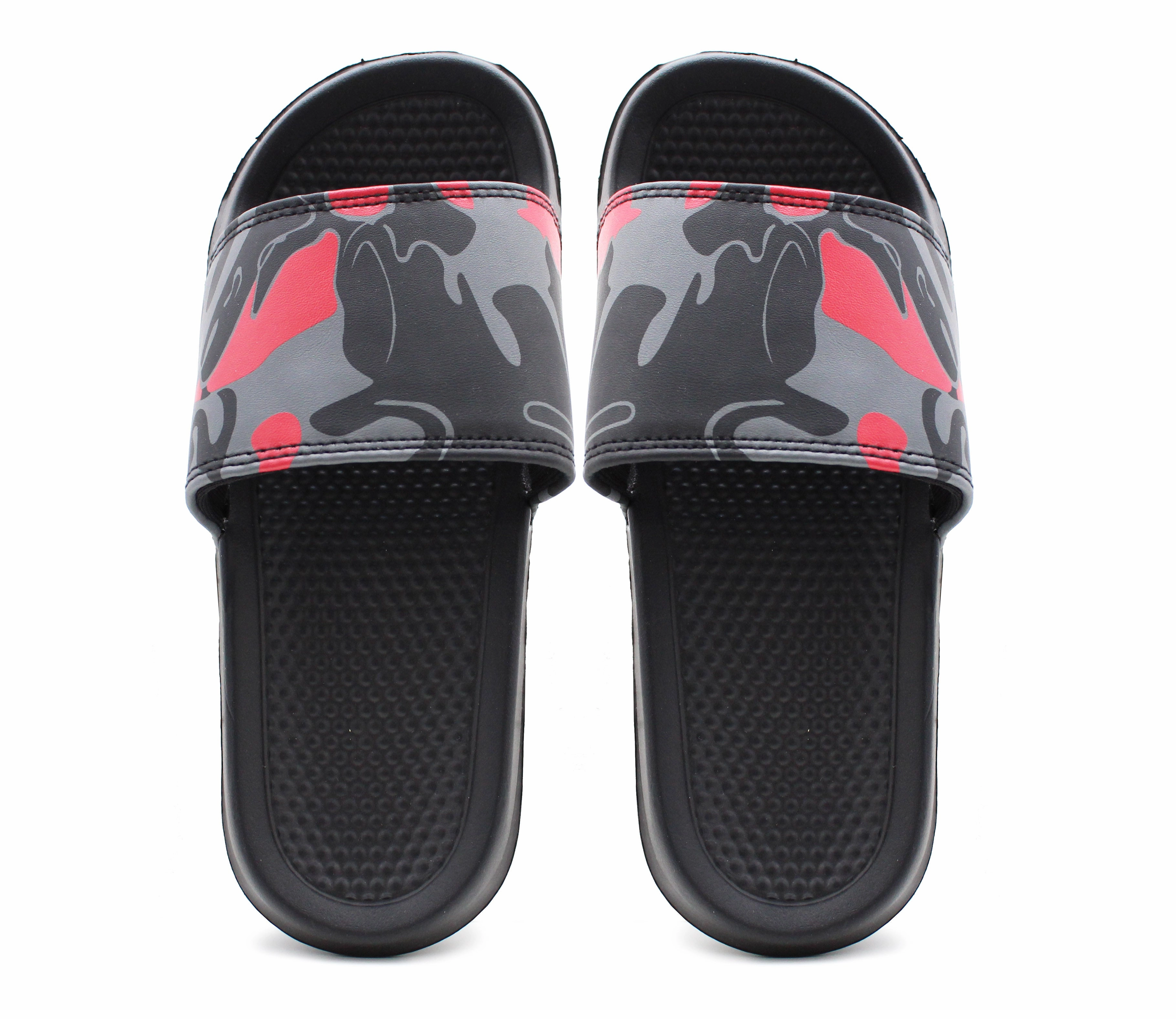Inside Flip Flops CADET Boys Youth Kids Lightweight Camo Sliders Sandals in Black/Red