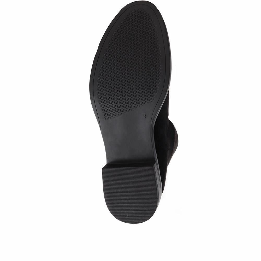 Calf Boots - CAPRI38503 / 325 549 - Black Bowman Square Toe Knee High Dress Boots