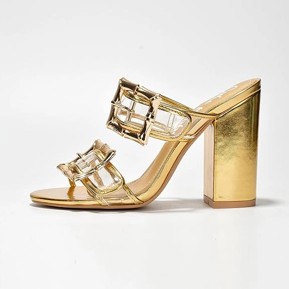 Cape Robbin Prunella Buckle Open Toe High Block Heels (Prunella) Doc Marten Voss Sandals