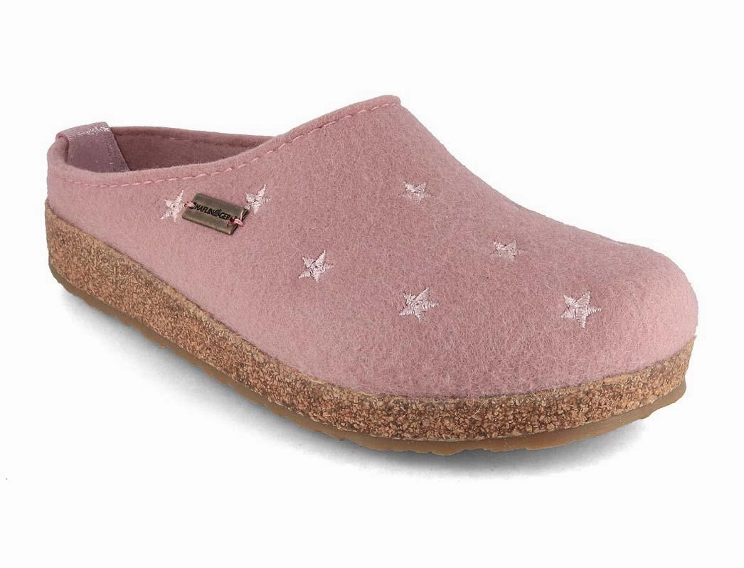 HAFLINGER Women Felt Clogs 'Grizzly Stelline', rosewood Algae Clogs