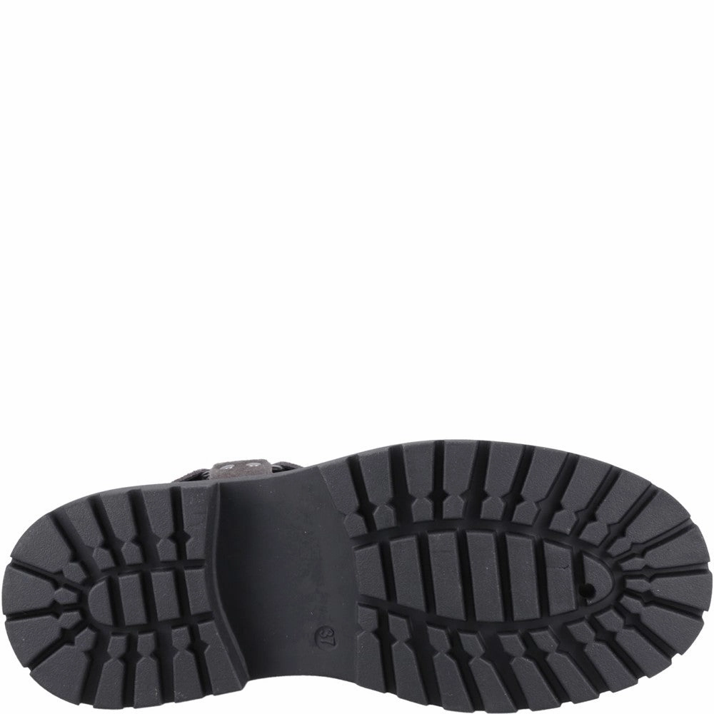 Low Heel Cowboy Ankle Boots Charcoal Raye Buckle Suede Boots