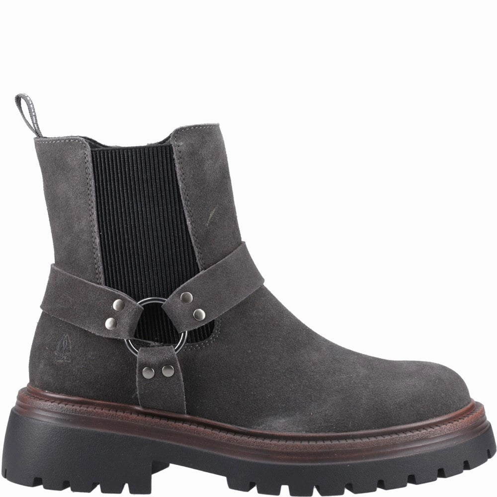 Flat Elastic Ankle Boots Charcoal Raye Buckle Suede Boots