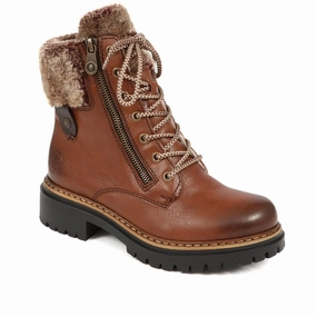 Fleece Trimmed Lace Up Ankle Boots - RKR38521 / 324 345 - Tan Stampin Up Flowering Rain Boots