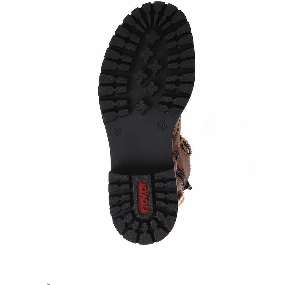 Fleece Trimmed Lace Up Ankle Boots - RKR38521 / 324 345 - Tan Matt And Nat Rain Boots