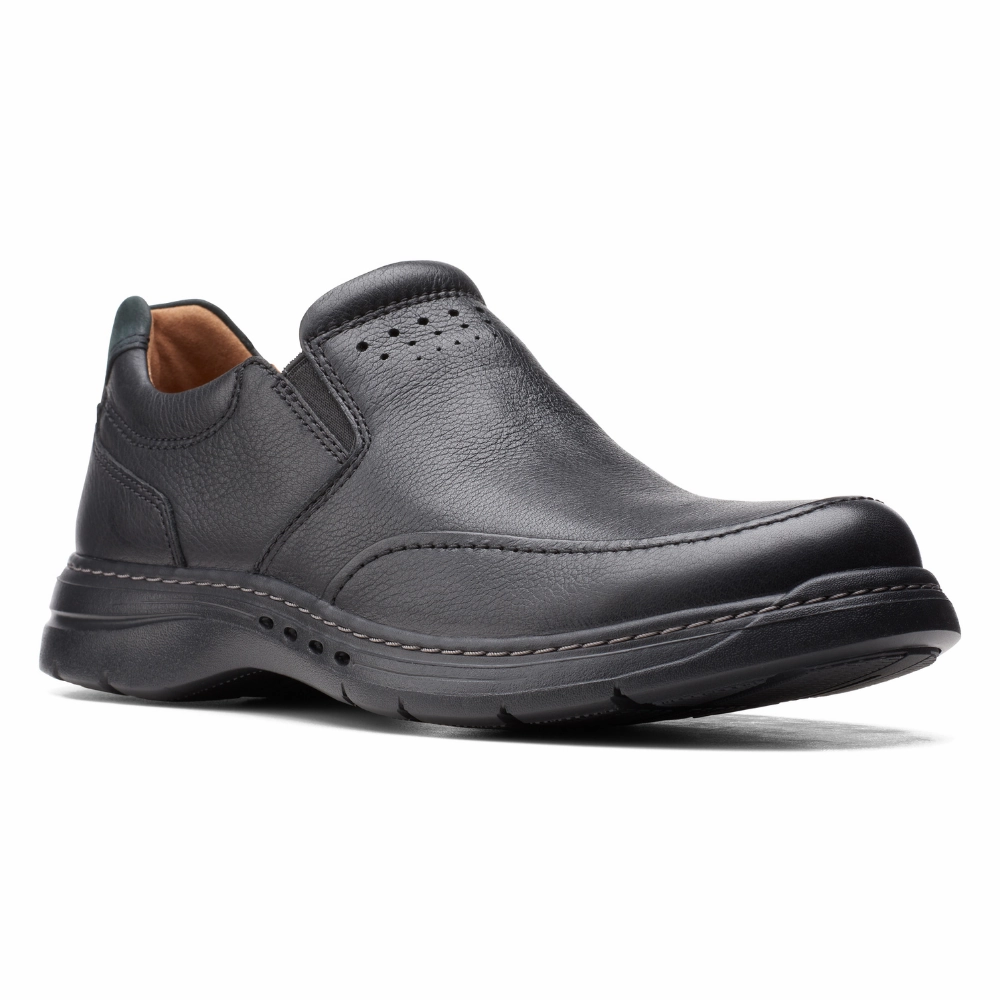 Walk In Running Clarks Un BrawleyStep Black Leather Shoe (Men's)