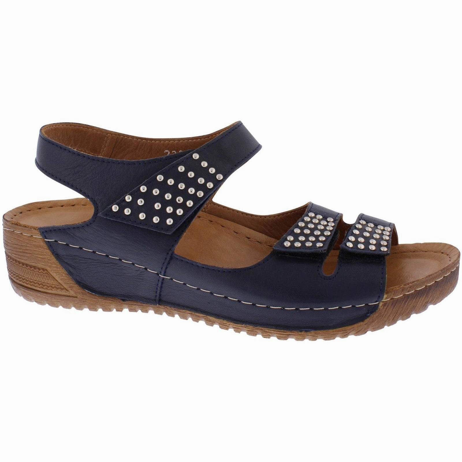 Thong Wedge Sandals Adesso Loretta Navy Sandal