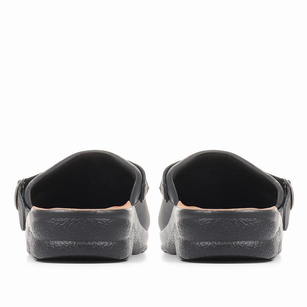 Handcrafted Footwear Clogs Coated Leather Work Clogs - FLY36103 / 322 504 - Black