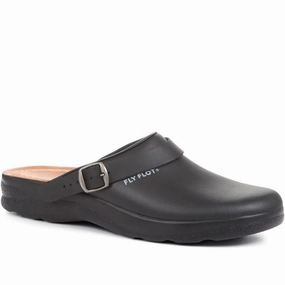 Shop Clogs Coated Leather Work Clogs - FLY36103 / 322 504 - Black