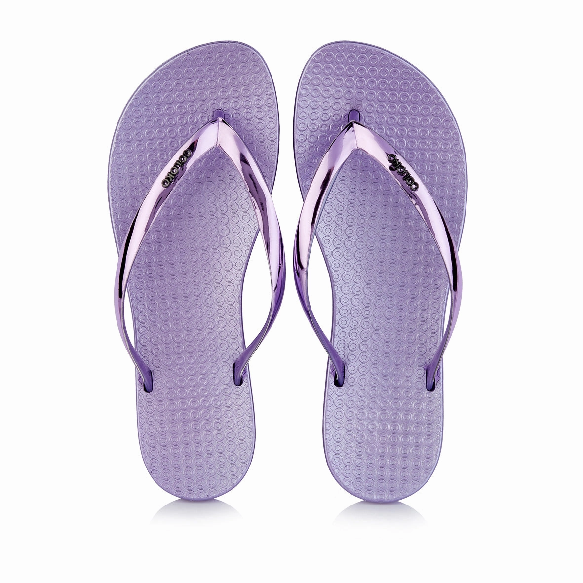 Gandys Flip Flops Uk Coloko Dahlia Chrome Metallic Purple Ergonomic Footbed Flip Flops