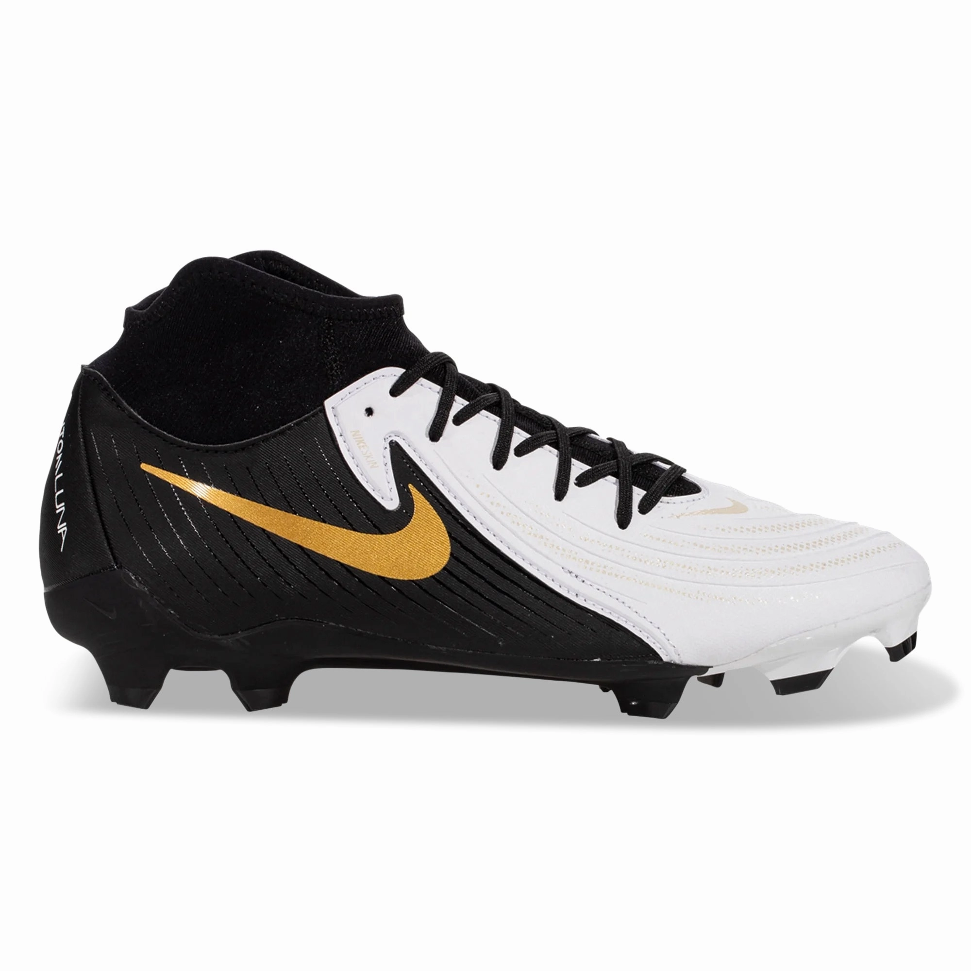Nike Phantom Luna II Academy FG/MG Soccer Cleats (White/Black-Metallic Gold Coin) Football Cleats Not Soccer