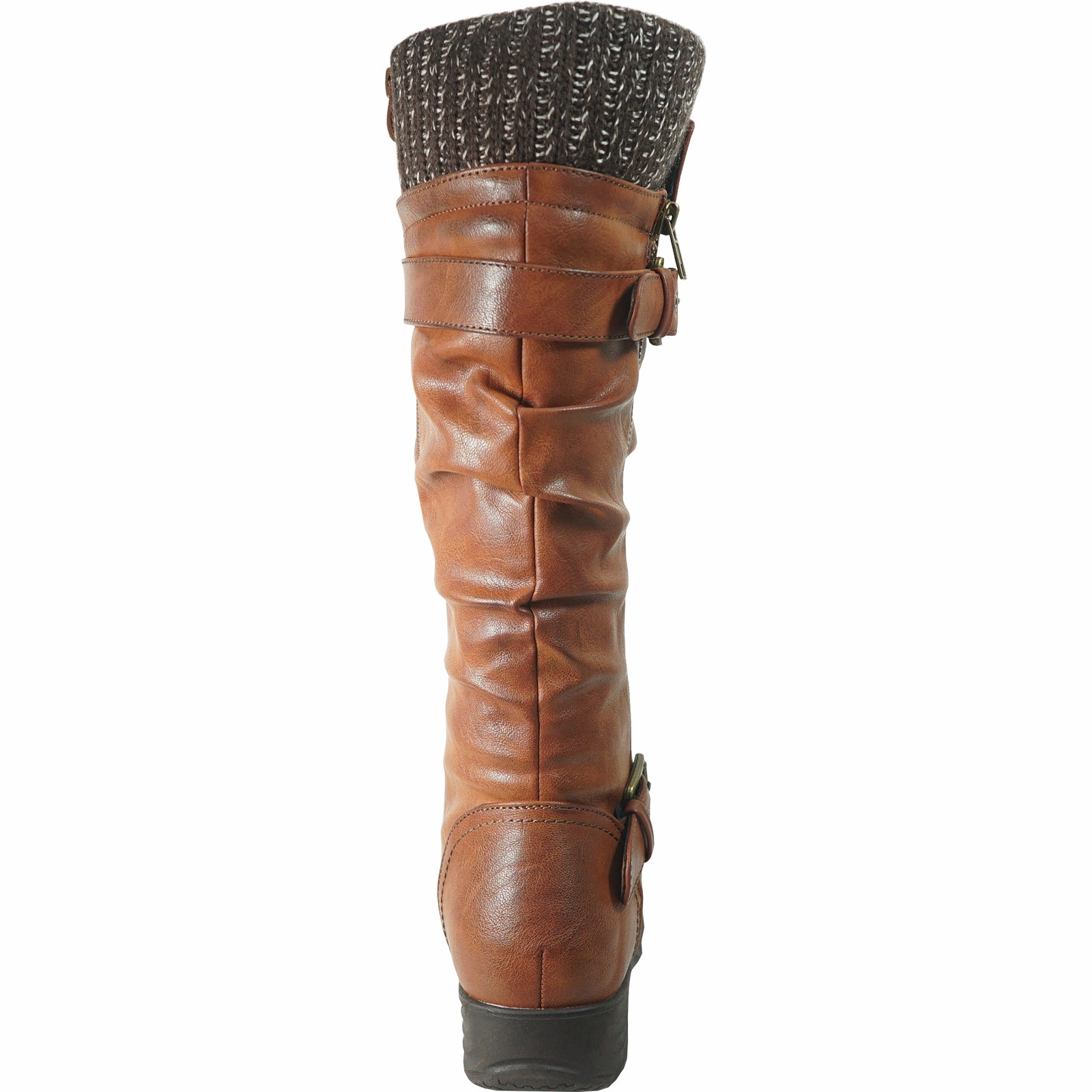 VANGELO Waterproof Women Boot HF0617 Knee High Winter Fur Casual Boot Brown Textured Leather Ankle Boots