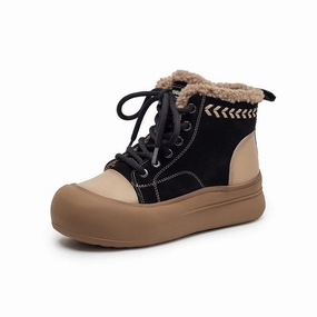 Women's Quilted Leather Warm Furred Ankle Boots Ankle Boots With 3/4 Pants