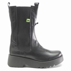 Round Toe Chunky Heel Ankle Boots Fly London Mide904Fly Leather Women's Chelsea Boots