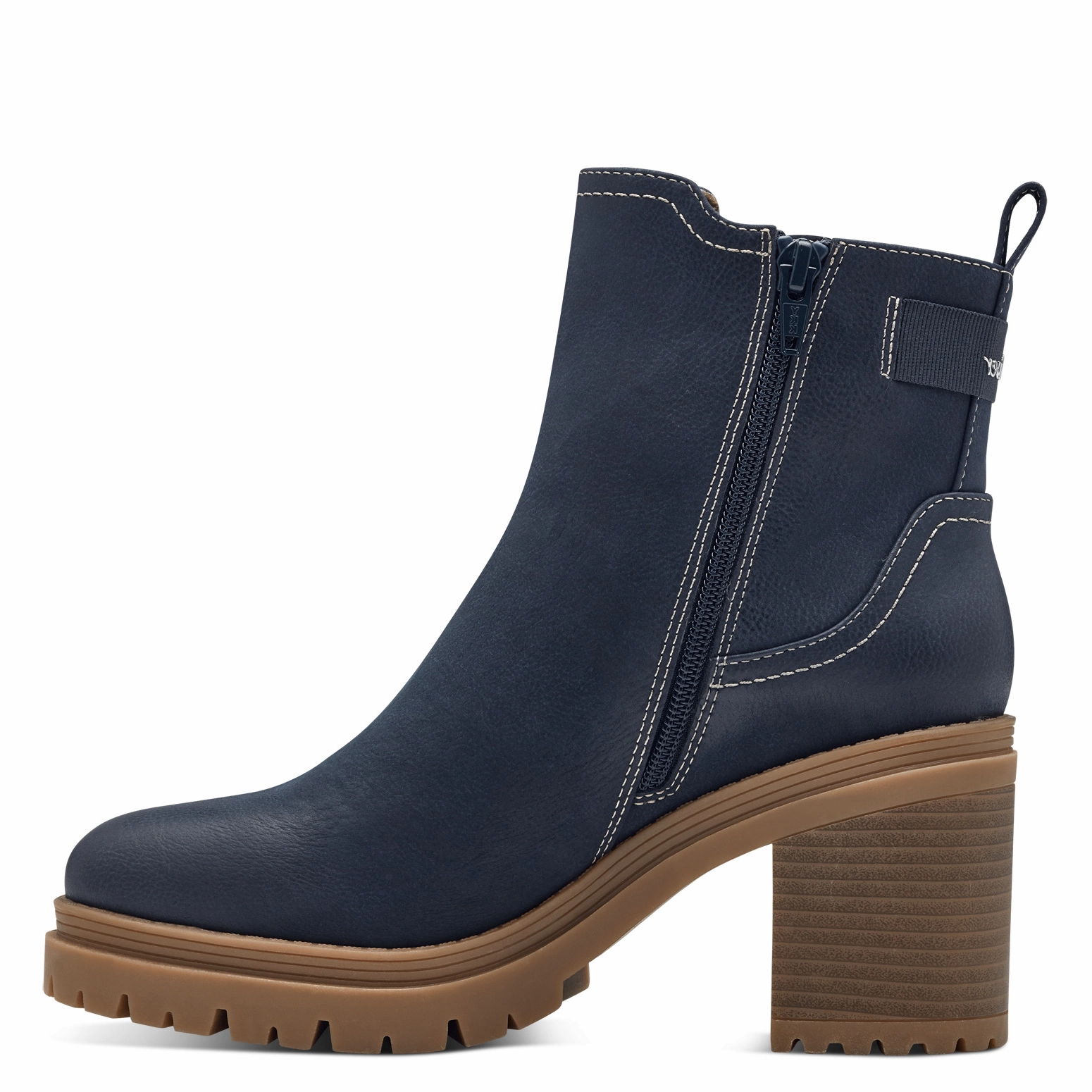 Faux Leather Heeled Ankle Boots S.Oliver Womens Boot 5-25322 Navy