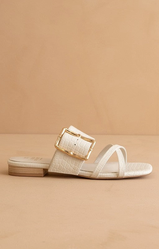 Vacation Buckle Slide Flat Sandal Women Sandals