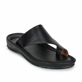 Coolers Casual Black Toe Ring Slippers For Men JPL-222 By Liberty Sandals With High Arch Support