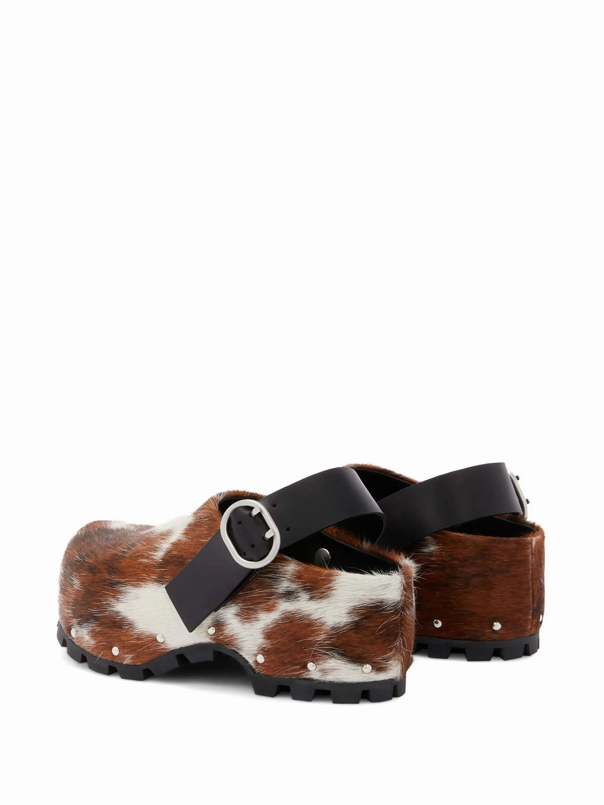 Pointed Toe Clogs cow-print calf-hair clogs