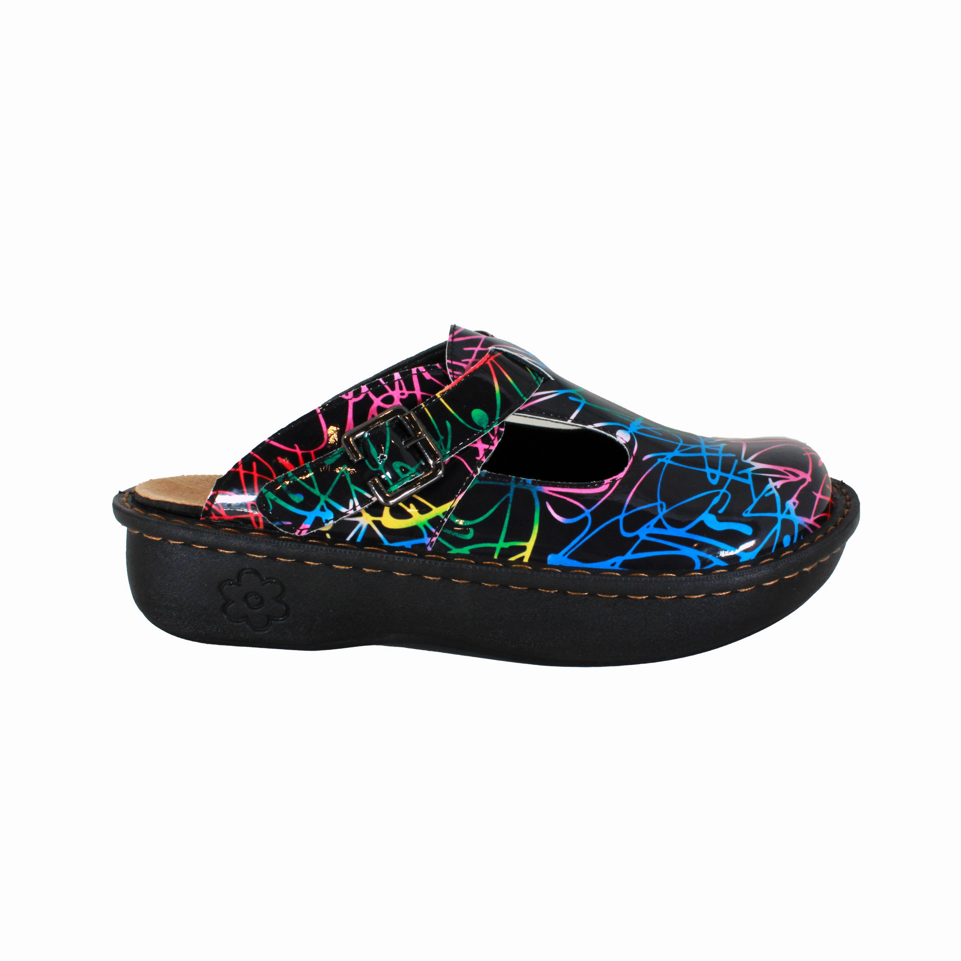 Bad Liquid Soap Clogs Pores And Make Sblack Marks Sanosan Bella Comfort Slip-On Clogs in Black Combo print