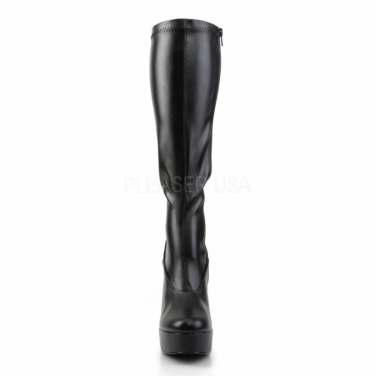 Knee High Boots Under Jeans 5 Inch Heel ELECTRA-2000Z Black Stretch Pu